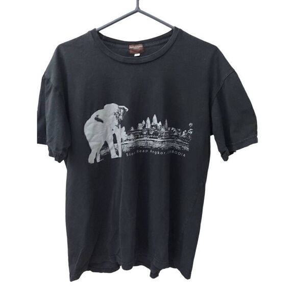 L Black Seam Reap Angkor Cambodia Tee - Picture 1 of 3